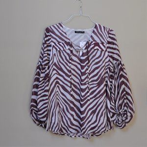 NWT Zebra Print Chiffon Top